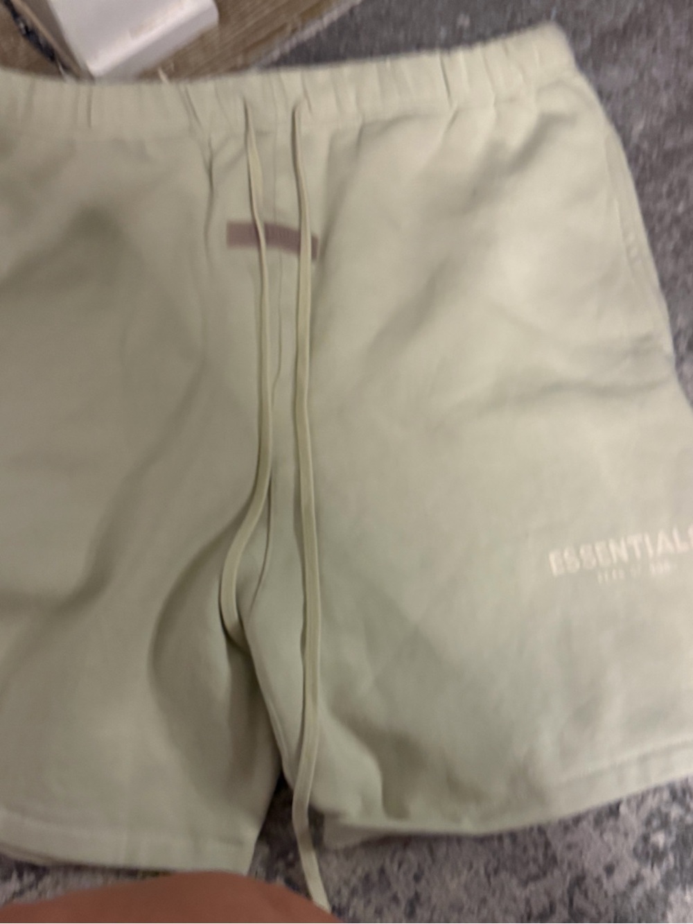 ESSENTIALS Men's Sage Green Elastic Waist Shorts
